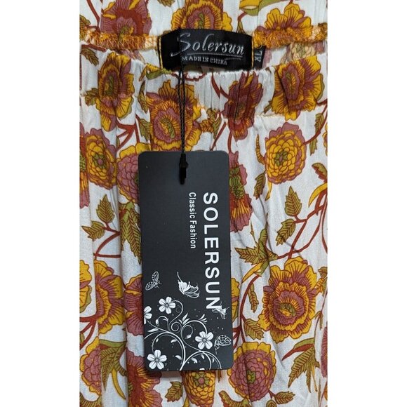 NEW Solarsun Women's Dress Orange Sz XL Lightweight Floral Cottagecore Boho - Picture 11 of 13
